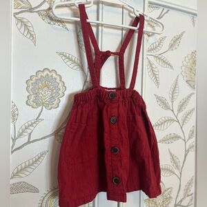 Zara Kids Red Suspender Skirt